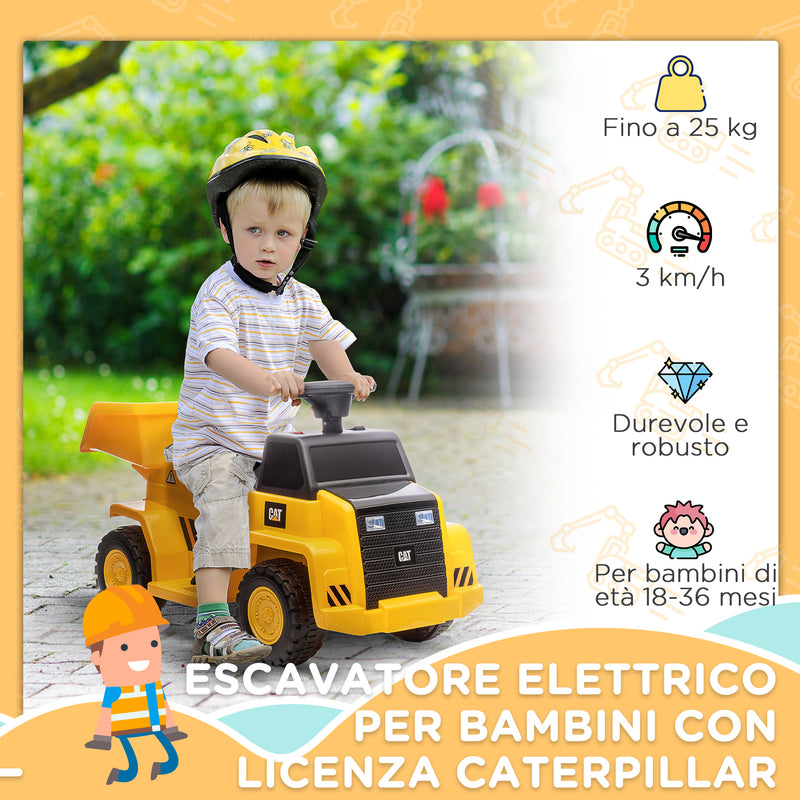 Escavatore Elettrico per Bambini 6V Giallo e Nero-6