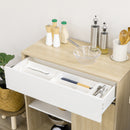 Carrello da Cucina 81x39,6x90,3 cm con Ruote in Legno Naturale-7