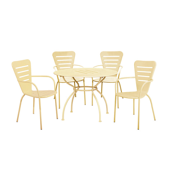 online Gedeckter Tisch + 4 Stühle aus cremefarben lackiertem Stahl Wohnzimmer Ginevra Big
