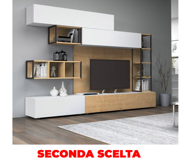 online Parete attrezzata Tronador 260 cm bianco rovere sorrento Seconda Scelta