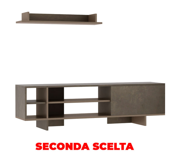 online Mobile TV 160x35,6x44 cm con Armadietto e Mensola in Legno Grigio Seconda Scelta