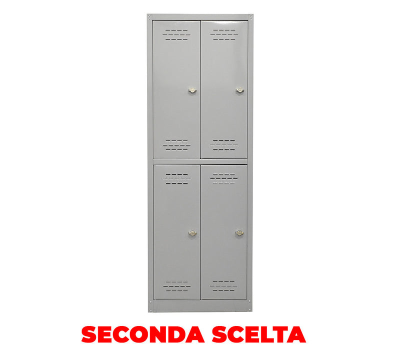 Armadio Spogliatoio 4 Ante 60x40x167 cm in Metallo Verniciato Grigio Chiaro Seconda Scelta-1