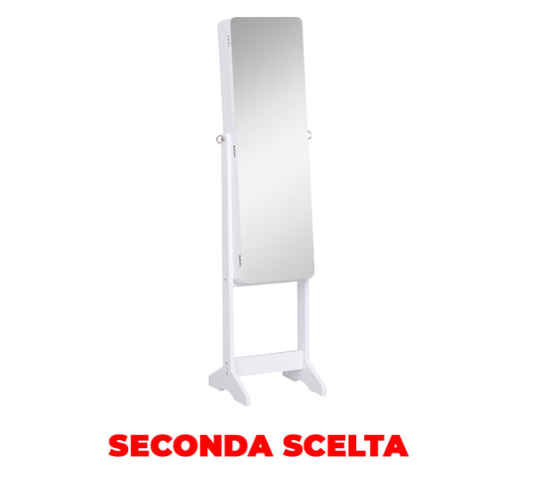 sconto Armadio Portagioie e Trucchi con Specchio e Illuminazione LED Automatica Bianco 30x146x36 cm Seconda Scelta