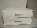 Comodino 2 Cassetti in Legno 45x35x59,5 cm Toby Bianco Seconda Scelta-3