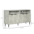 Credenza 147x40x83 cm con Armadietti a 2 Ante e Mensole Regolabili Effetto Marmo Grigio-3