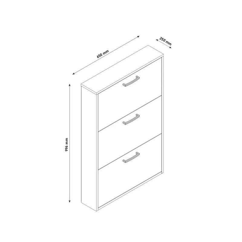 Scarpiera Salvaspazio 3 Ante Doppia Profondità 18 Paia 65x25x99,6 cm in Truciolare Nobilitato Rovere Sonoma-5