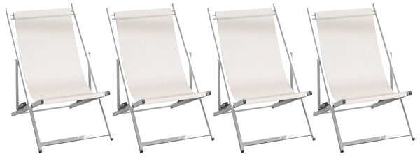 Set mit 4 Garten-Meerliegen 60 x 100 x 79 cm aus Aluminium und ecrufarbenem Textilene sconto