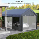 Gazebo per Auto e Feste con Altezza Regolabile 4 Porte e 4 Finestre 6x3m  Grigio Scuro-6