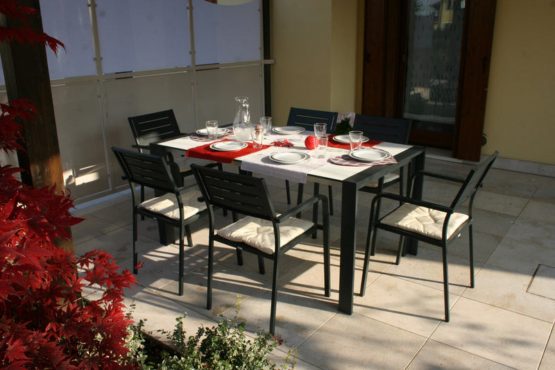 Set 2 Sedie da Giardino 54x58x84 cm in Acciaio con Braccioli RD Italia Dorio Antracite-3