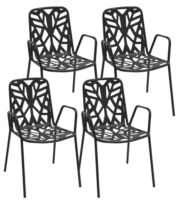 sconto Set mit 4 Gartenstühlen 53 x 59 x 83 cm in Stahl mit Armlehnen RD Italia Fancy Anthrazit