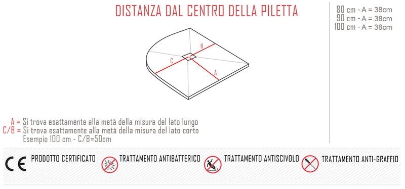 Piatto Doccia Semicircolare in Pietra Bonussi Everest Nero Varie Misure-4