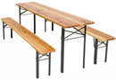 Set Birreria da Giardino Pieghevole in Legno Tavolo 220x80 cm e 2 Panche Vorghini-1