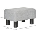 Pouf Poggiapiedi Imbottito 40x30x24 cm in Tessuto Effetto Lino Grigio-3