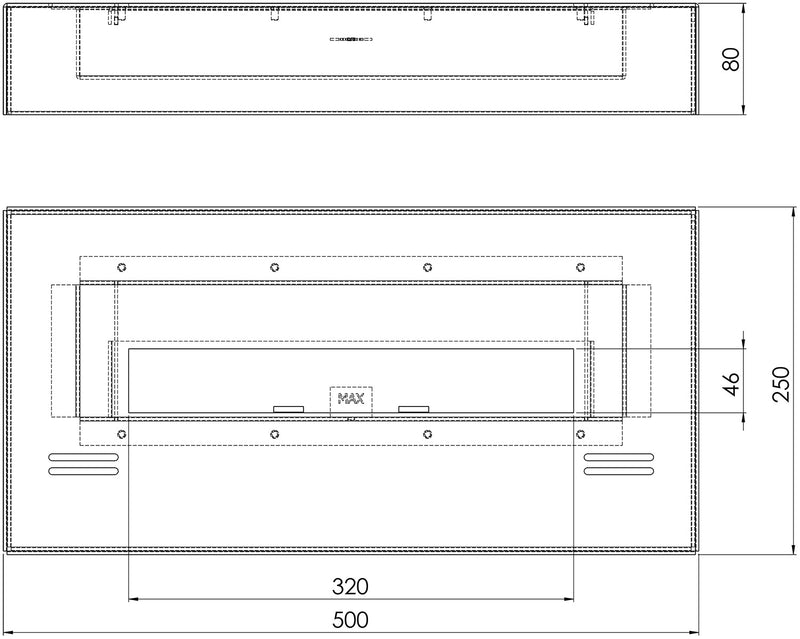 Bruciatore a Bioetanolo per Camini 50x8x25 cm 1L Simple Box 500 Nero-5