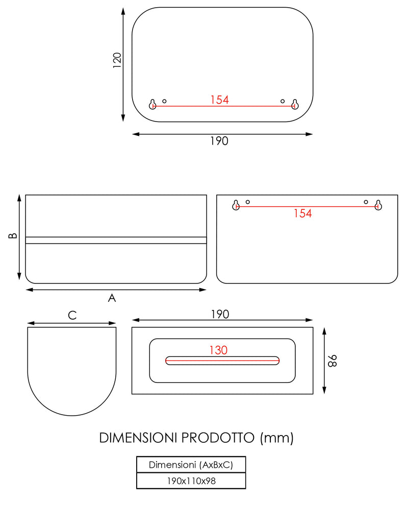 Posacenere da Parete 19x11x9,8 cm in Acciaio Inox-5