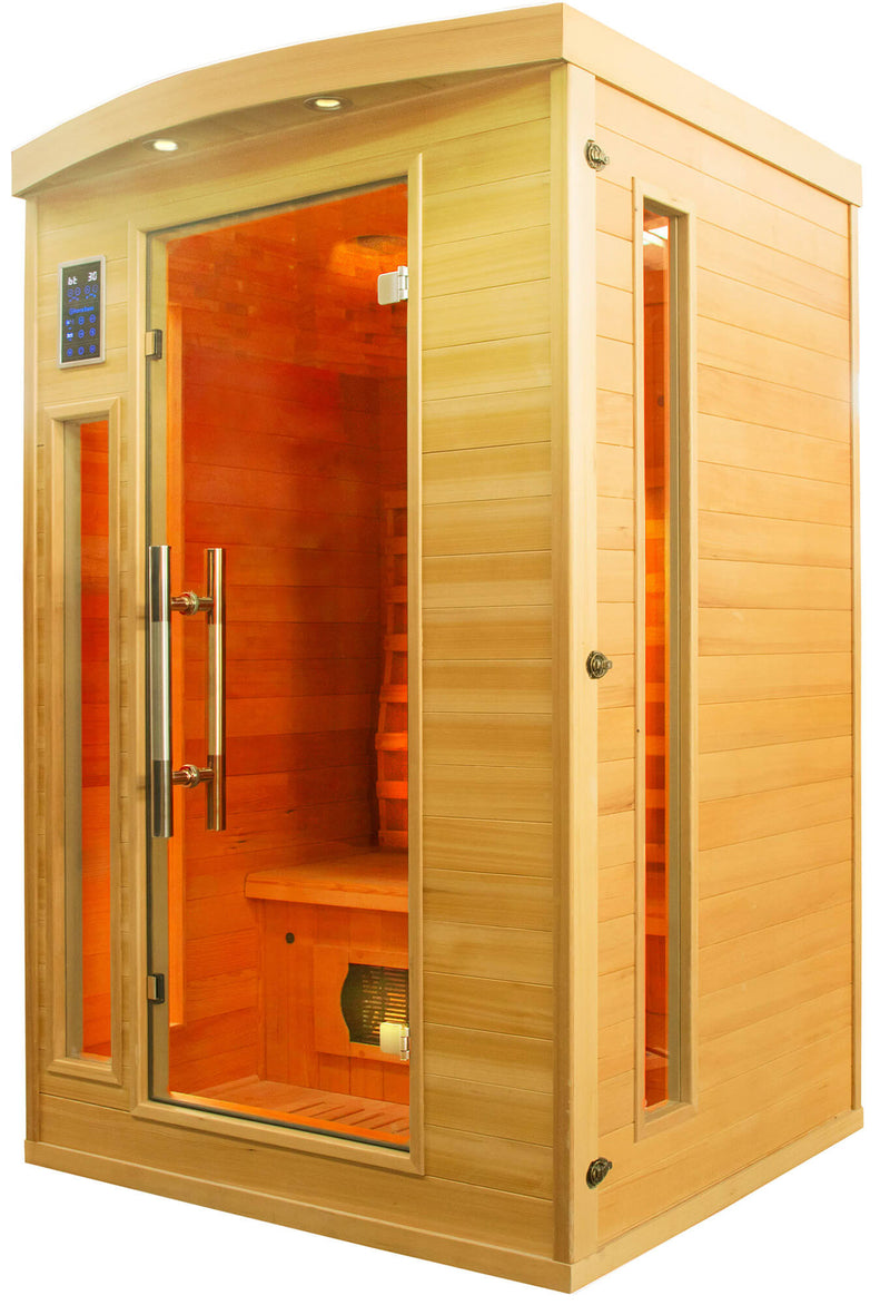 Sauna Finlandese ad Infrarossi 2 Posti 120x123 cm H190 in Legno di Abete Apollon 2-2