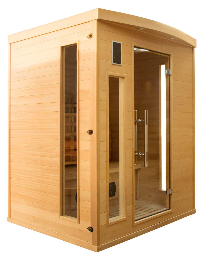 Sauna Finlandese ad Infrarossi 3 Posti 153x128 cm H190 in Legno di Abete Apollon 3-2