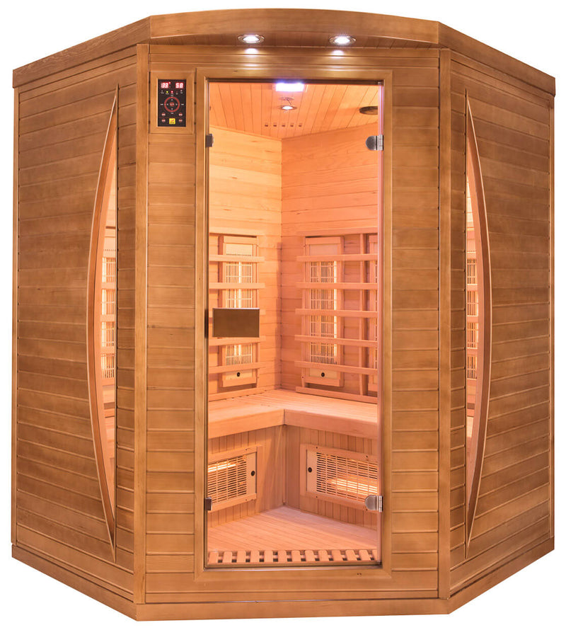 Sauna Finlandese ad Infrarossi 3 Posti 160x160 cm H200 in Legno di Abete Spectra 04C-1