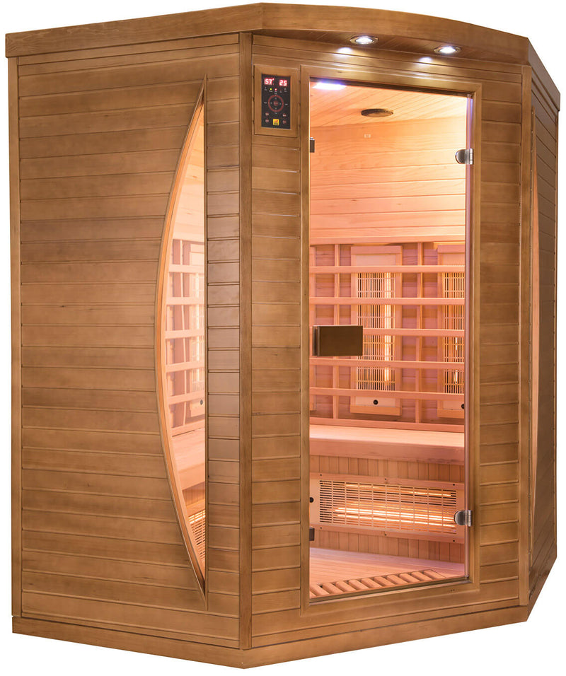 Sauna Finlandese ad Infrarossi 3 Posti 160x160 cm H200 in Legno di Abete Spectra 04C-3