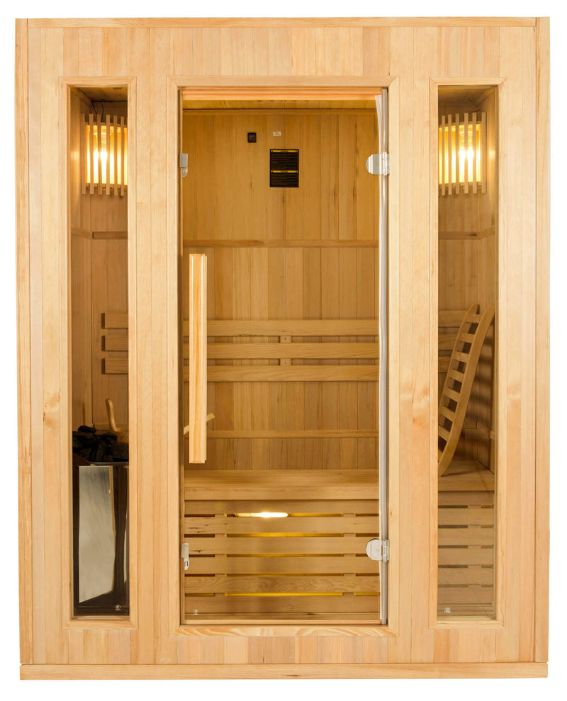 Sauna Finlandese ad Infrarossi 3 Posti 153x110 cm H190 in Legno di Abete Zen 3-1