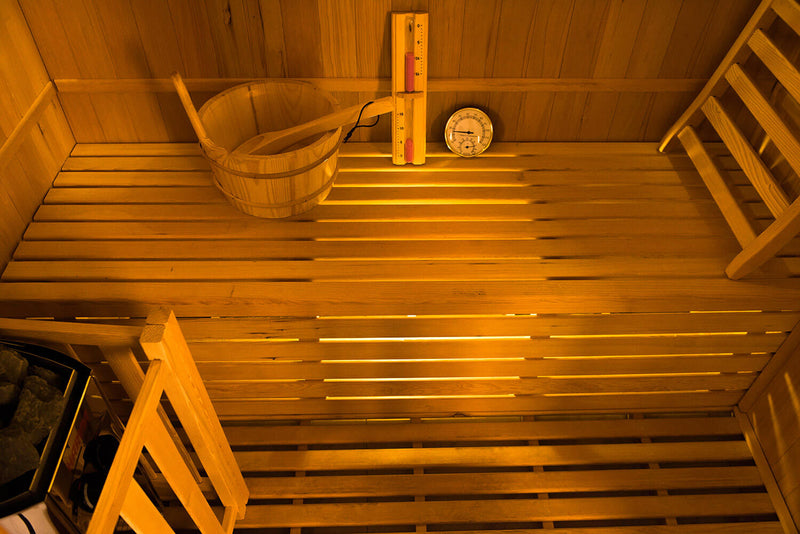 Sauna Finlandese ad Infrarossi 3 Posti 153x110 cm H190 in Legno di Abete Zen 3-5