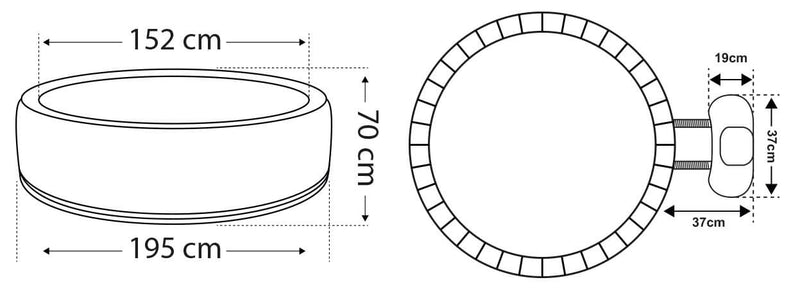 Vasca Idromassaggio da Esterno Gonfiabile Riscaldata 5/6 Posti Ø195x70 cm NetSpa Boa Nera-6