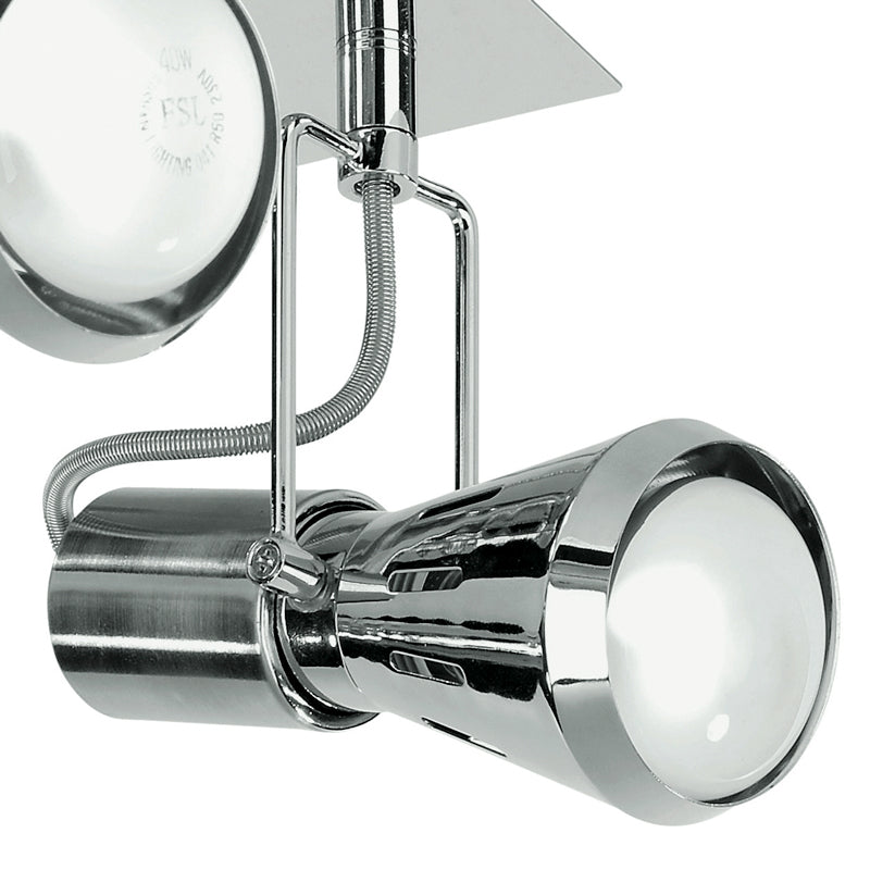 Faretto 4 Luci Spot Base Quadrata Metallo Cromo Lampada Moderna E14 Intec SPOT-CADILLAC-PL4-3