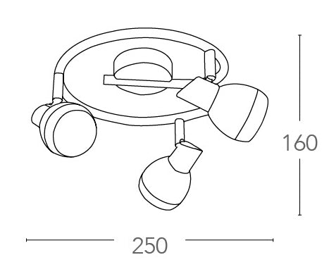 Faretto Spot Tre Luci Orientabili Base Spirale Metallo Cromato Led 15 watt Luce Naturale Intec SPOT-CAYENNE-S3-4