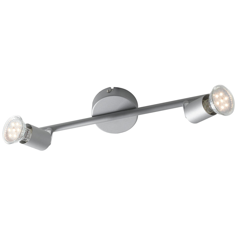 Faretti 2 Luci Spot Orintabili Metallo Silver Lampada Moderna Led 6 watt GU10 Luce Naturale Intec SPOT-COOPER-2-1