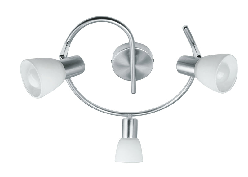 Faretti Tre Luci Spot Base Spirale Metallo Cromato diffusori Vetro E14 Intec SPOT-MITO-S3-1