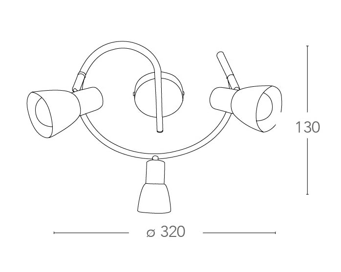 Faretti Tre Luci Spot Base Spirale Metallo Cromato diffusori Vetro E14 Intec SPOT-MITO-S3-4