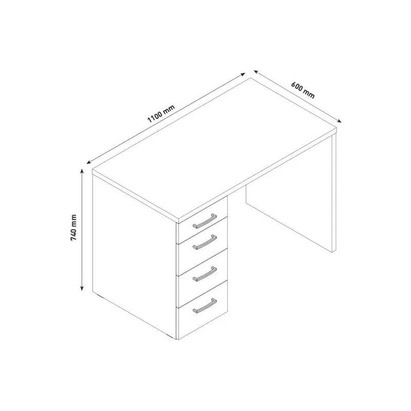 Scrivania da Ufficio 4 Cassetti 110x60x74 cm in Truciolare Nobilitato Rovere Sonoma-5