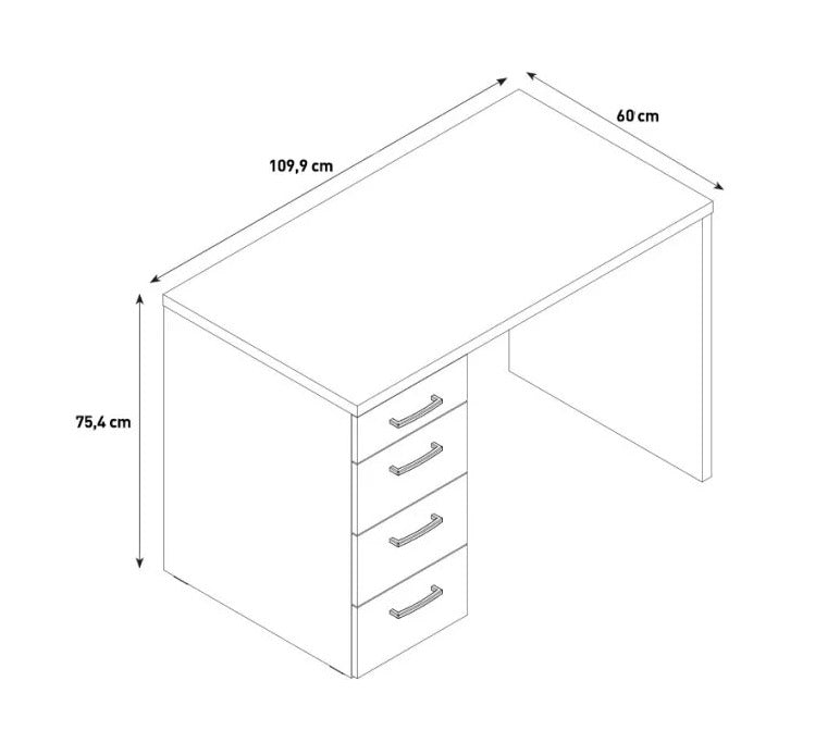 Scrivania da Ufficio 4 Cassetti 110x60x75,4 cm in Truciolare Nobilitato Cemento-4