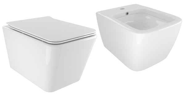 online WC- und Bidet-Set aus Keramik, wandhängend, 36 x 52 x 35 cm, Street Bonussi, weiß glänzend