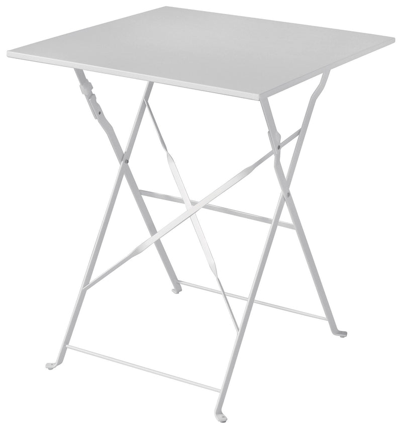 Tavolino Quadrato Pieghevole da Giardino 60x60x72 cm in Ferro Bianco-1