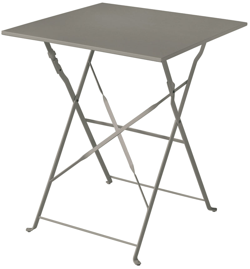 Tavolino Quadrato Pieghevole da Giardino 60x60x72 cm in Ferro Tortora-1