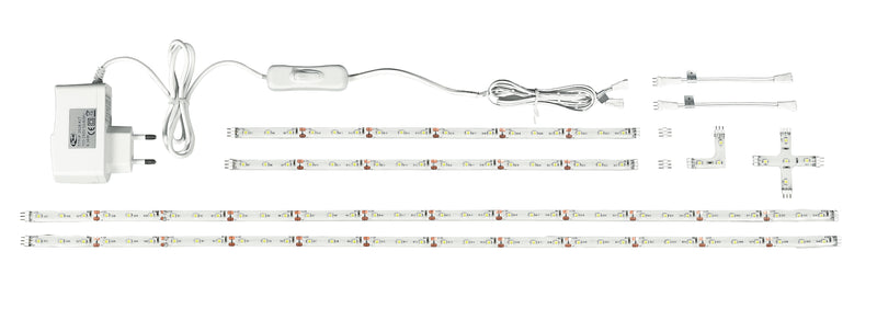 Kit Strip con Batteria e Adattatori Led 12 watt Luce Naturale Intec STRIP-3528-KIT-1