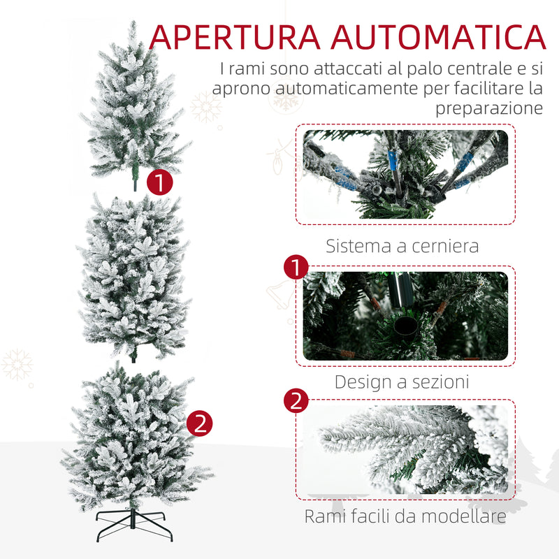 Albero di Natale Artificiale Innevato 225 cm 988 Rami Apertura Automatica Verde-7