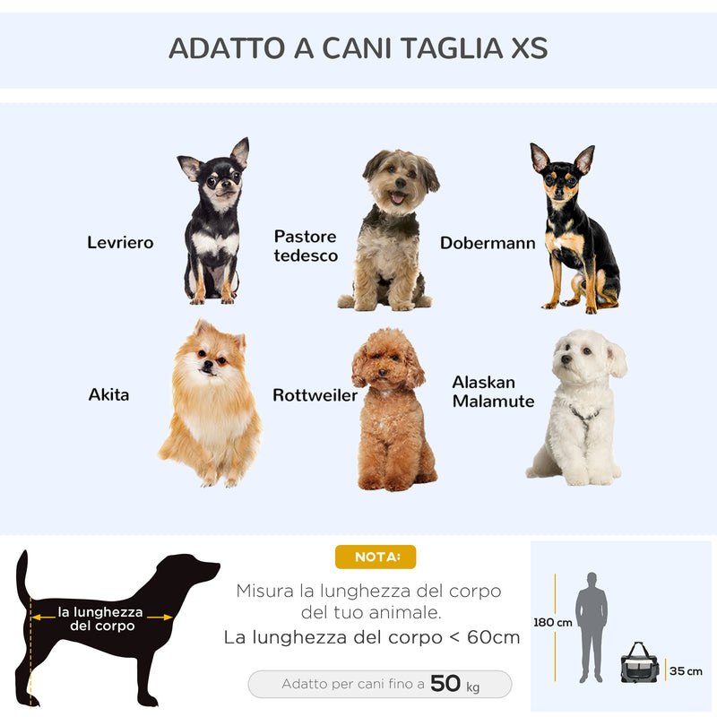 Trasportino per Cani e Gatti Pieghevole 50,5x33,5x35 cm 3 Aperture e Cuscino Grigio-7