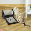 Tiragraffi per Gatti in Truciolato 44x24x16 cm con Gioco di Piume in Truciolato Peluche e Sisal Grigio-7