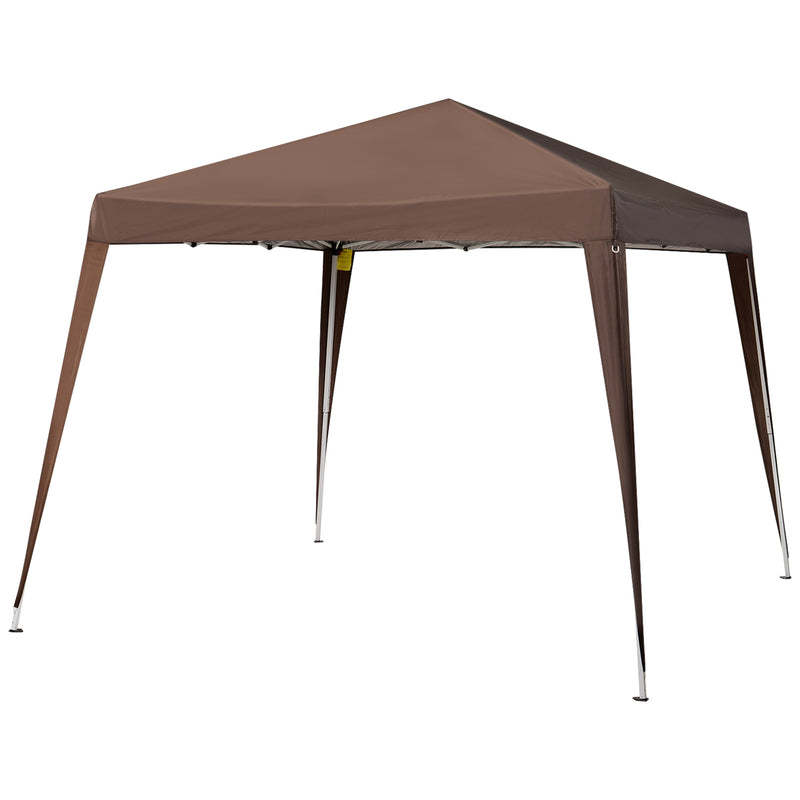 Gazebo Pieghevole da Giardino  con Struttura  Antivento 2,4x2,4m in Acciaio e Corde Caffè-7