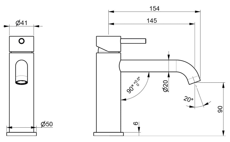 Rubinetto Miscelatore Monocomando Lavabo senza Scarico in Acciaio Inox Satinato Maniglia Neve-3