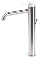 Rubinetto Miscelatore Monocomando Lavabo Alto in Acciaio Inox Maniglia Perla-1