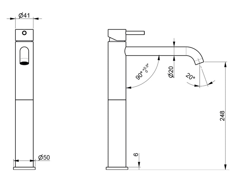 Rubinetto Miscelatore Monocomando Lavabo Alto in Acciaio Inox Satinato Maniglia Antracite-3