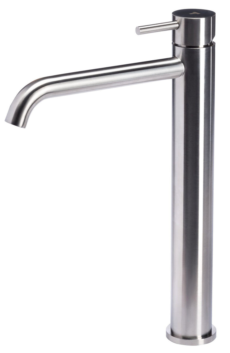 Rubinetto Miscelatore Monocomando Lavabo Alto senza Scarico in Acciaio Inox Satinato Nilo-1