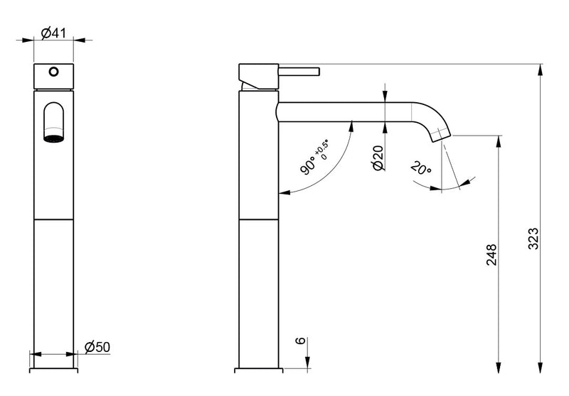 Rubinetto Miscelatore Monocomando Lavabo Alto senza Scarico in Acciaio Inox Satinato Nilo-2