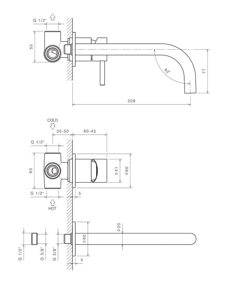 Rubinetto Miscelatore Monocomando Lavabo ad Incasso in Acciaio Inox Satinato Nilo-2