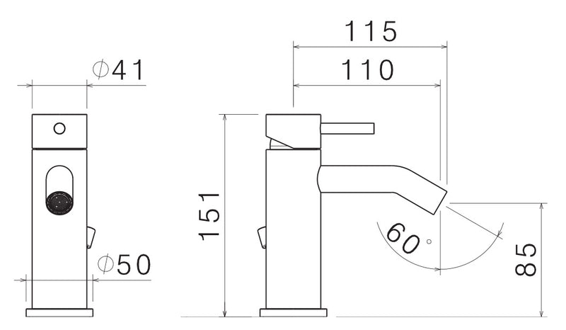 Rubinetto Miscelatore Monocomando Bidet in Acciaio Inox Maniglia Antracite-2