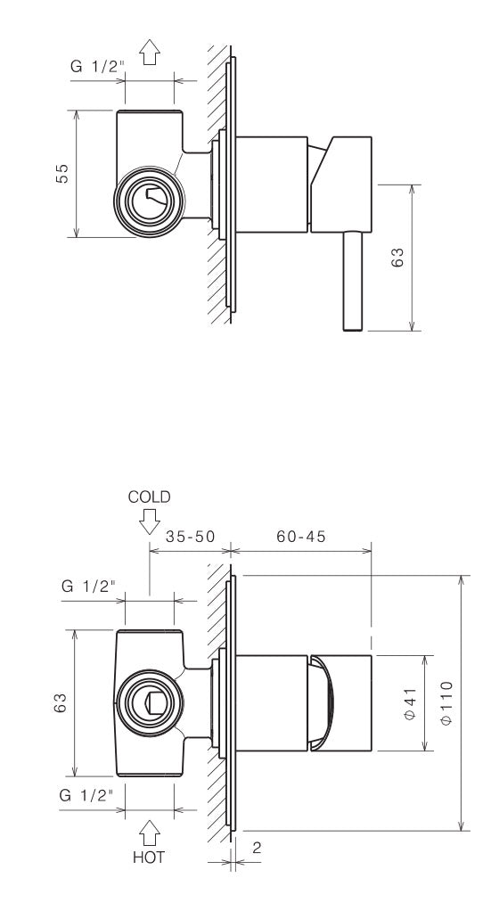 Rubinetto Miscelatore Monocomando Doccia ad Incasso in Acciaio Inox Maniglia Neve-2