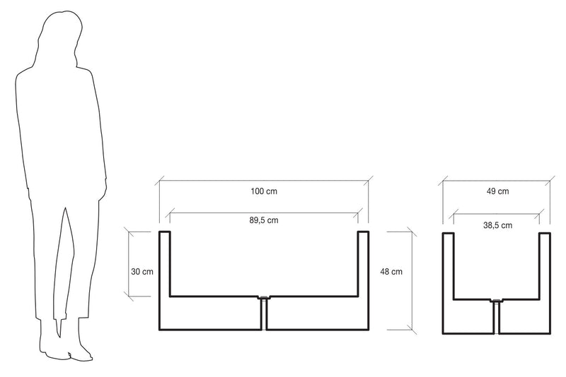 Vaso 100x48x48cm in Polietilene Vanossi Atlantis Antracite-3